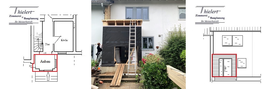 Eingangserweiterung mit einem Wohnkubus